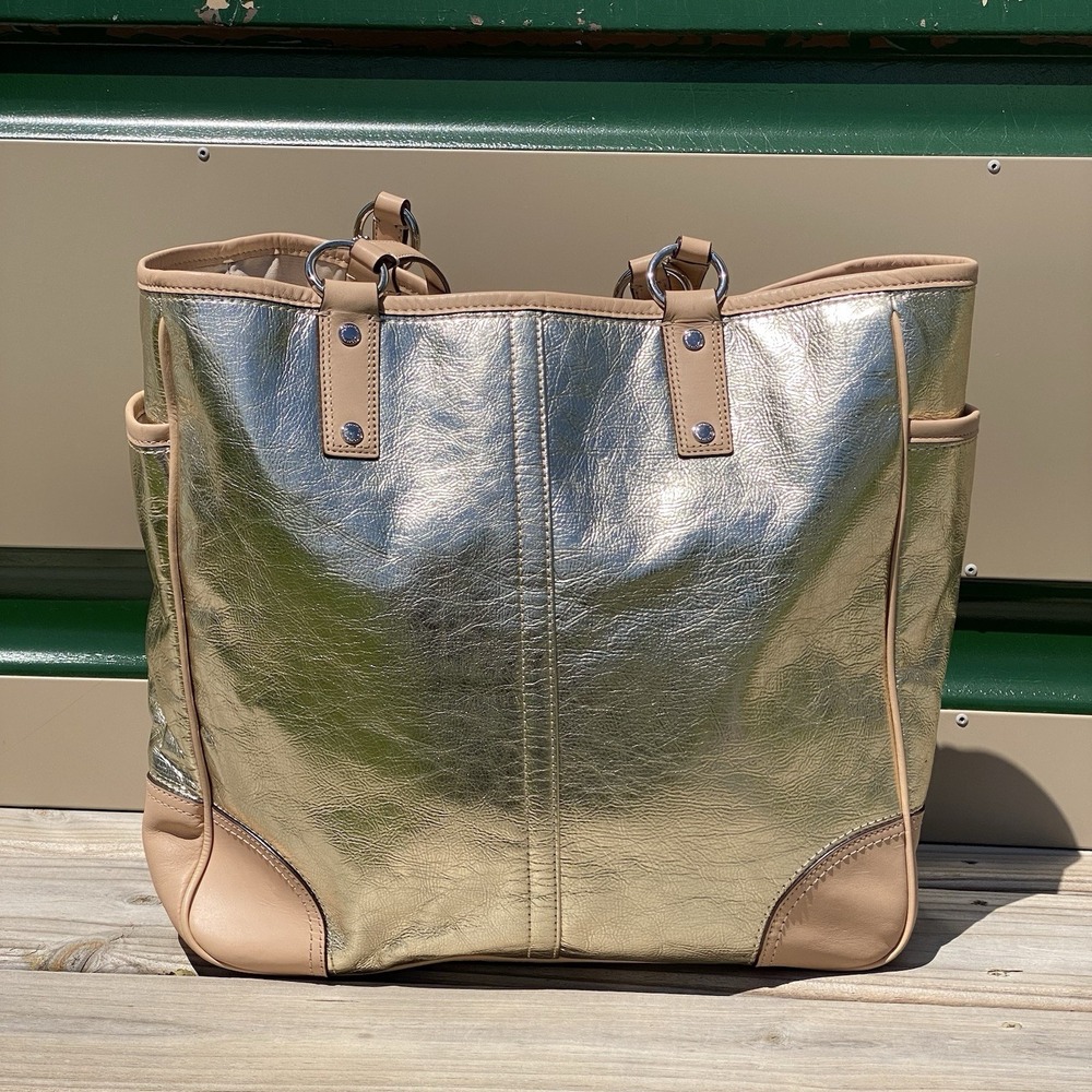 Coach Metro XL Metallic Tote 26141E with Wristlet/Pouch - Picture 4 of 16